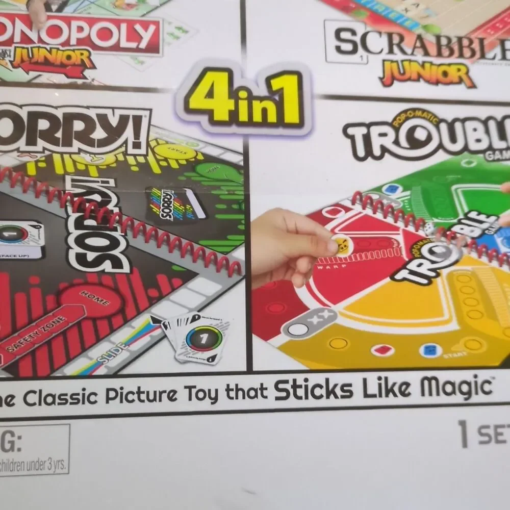 Colorforms 4 In 1 Game Book (Monopoly Jr., Scrabble Jr., Sorry, And Trouble)